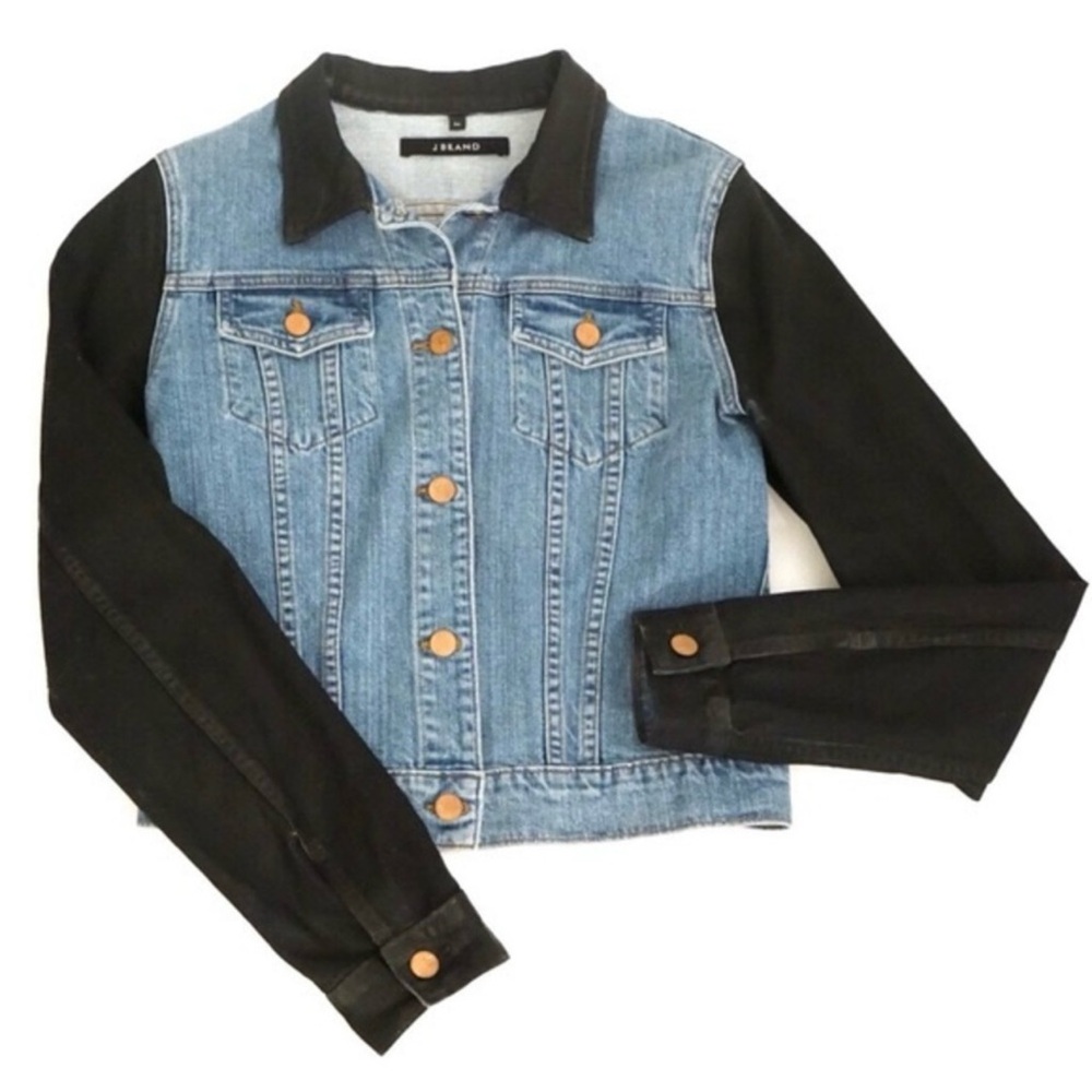 JBrand jean jacket with leather arms size small- barely worn